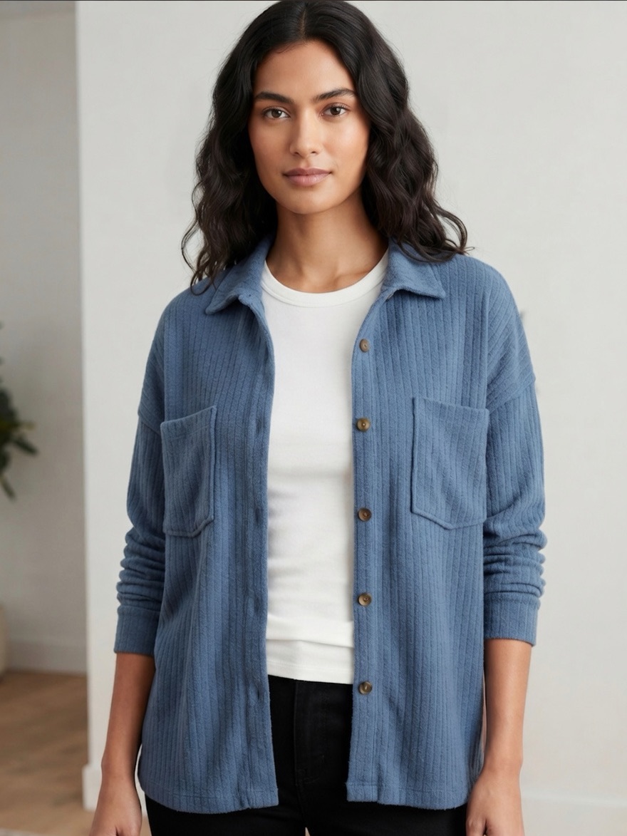 Ces Femme Oversized Super Soft Button-Up Shirt Size Large (Nwot)